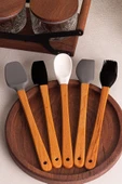 Snippy Daily - 5'li Bambu Saplı Silikon Spatula Seti 21 cm Mutfak Seti Kaşık Spatula Seti thumbnail 4