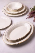 Snippy Eterna - 53 Parça 12 Kişilik Gold Porselen Yemek Takımı Porselen Gold Yemek Seti - 4