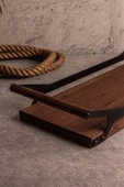 Snippy Grade - Ahşap Tepsi Metal Detaylı Tepsi 10 Yuvarlak Elysia Timeless Uyumlu Çay Kahve Sunum Tepsisi - 5