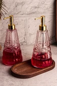 Snippy Berşah - Ahşap Stantlı 2'li Cam Sıvı Sabun Bulaşık Deterjanı Şişesi Sabunluk 500 ml - 6