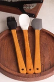 Snippy Daily - 3'lü Bambu Saplı Silikon Spatula Seti 21 cm Mutfak Seti Kaşık Spatula Seti - 4