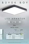 Voxify 30x30 cm Büyük Boy 24W Siyah Kasa Led Panel Avize Armatür Salon Banyo Balkon Tuvalet ve Wc Lambası - 1