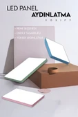Voxify Büyük Boy Kare Kırmızı 18w Tavan Led Aydınlatma Armatür Salon Avize Aydınlatma Metal Kasa Beyaz Işık - 2