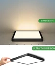 Voxify 30x30 cm Büyük Boy 24W Siyah Kasa Led Panel Avize Armatür Salon Banyo Balkon Tuvalet ve Wc Lambası thumbnail 4