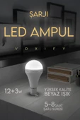 Voxify Şarjlı Ampül Ultra Acil Durum & Kamp Işığı 220v Beyaz E27 Duy Otomatik %80 Tasarruflu 8 (Saat) - 7