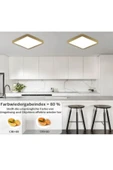 luxshome Kare 24W Büyük Boy Gold Kasa Altın Renk Tavana Sıfır Plafonyer Led Armatür Avize Aplik Lambası Beyaz - 2