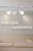 Voxify Raylı 3 Spotlu Aydınlatma Sistemi Beyaz Kasa Beyaz Işık Tavan Armatürü - 1