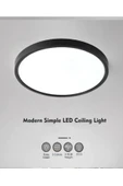 luxshome 24W Büyük Boy Antrasit Renk Kasa Tavana Sıfır Plafonyer Led Armatür Avize Aplik Lambası Beyaz Işık - 2