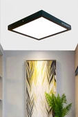 Voxify 20x20 cm Orta Boy 18W Siyah Metal Kasa Led Panel Avize Armatür Salon Banyo Balkon Tuvalet Aydınlatma thumbnail 4