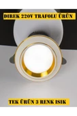 Voxify 7w 3 Renk Gömme Sıva Altı Led Spot Lamba Beyaz Kasa Gold İşlemeli Aydınlatma Salon Mutfak Aydınlatma thumbnail 1