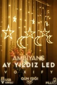 Voxify Perde Led 3x3 Metre Modlu Ambiyans Ayarlabilir Boy Kalpli Dekor Mikro Led Işık Perde Usbli Ve Pilli - 1