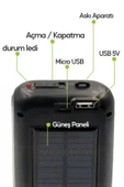 Voxify Panelli Power Bank Telefon Şarjlı Fener Işıldak 32 Smd Ledli El Feneri Ev Kamp Outdoor Aydınlatma - 4