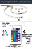Voxify 2'li Set RGB Duvar Tavan Şerit Led Işık Ambiyans & Sabit 16 Renk Kumandalı Yapışkanlı 10 Metre - 3