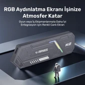 RaXius DK03 USB-A/Type-C Kablolu RGB 22x80 M.2 NVMe Taşınabilir Harici SSD (Boş Kutu) - 6