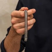 Gümüş Oksitli İşlemeli Erkek Bileklik  SL10786 - 8