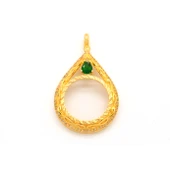 Tam Altın Çerçeveli Kolye Ucu Altın Kaplama İşlemeli TGR-593 - 1