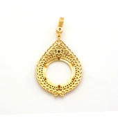 Yarım Altın Çerçeveli Kolye Ucu Altın Kaplama İşlemeli TGR-623 - 2