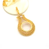 Yarım Altın Çerçeveli Kolye Ucu Altın Kaplama İşlemeli TGR-629 - 2