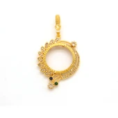 Yarım Altın Çerçeveli Kolye Ucu Altın Kaplama Yuvarlak TGR-617 - 1