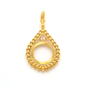 Yarım Altın Çerçeveli Kolye Ucu Altın Kaplama İşlemeli TGR-651 - 1