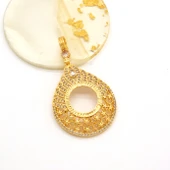 Çeyrek Altın Çerçeveli Kolye Ucu Altın Kaplama TGR-689 - 3