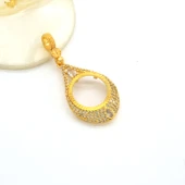 Çeyrek Altın Çerçeveli Kolye Ucu Altın Kaplama-TGR-666 - 3