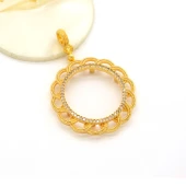 Tam Altın Çerçeveli Kolye​ Ucu Altın Kaplama TGR-611 - 1