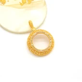 Yarım Altın Çerçeveli Kolye Ucu Altın Kaplama Yuvarlak TGR-625 - 3