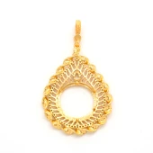 Yarım Altın Çerçeveli Kolye Ucu Altın Kaplama İşlemeli TGR-644 - 2