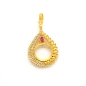 Çeyrek Altın Çerçeveli Kolye Ucu Altın Kaplama TGR-682 - 1
