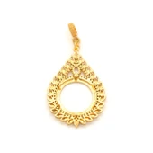 Yarım Altın Çerçeveli Kolye Ucu Altın Kaplama İşlemeli TGR-651 - 2