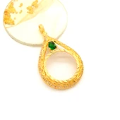 Tam Altın Çerçeveli Kolye​ Ucu Altın Kaplama İşlemeli TGR-593 - 3