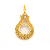 Yarım Altın Çerçeveli Kolye Ucu Altın Kaplama İşlemeli TGR-629 - 1