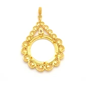 Tam Altın Çerçeveli Kolye Ucu Altın Kaplama Çiçek Model TGR-602 - 2