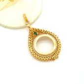 Yarım Altın Çerçeveli Kolye Ucu Altın Kaplama İşlemeli TGR-623 - 3