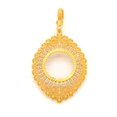 Yarım Altın Çerçeveli Kolye Ucu Altın Kaplama İşlemeli TGR-671 - 1