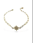 İtalyan Ataç Zincir Kutup Yıldızı Çok Şık Altın Bileklik thumbnail 1