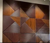 Renkli Duvarlar 1m² (50cmx50cm 4 Adet) Kahverengi 3D ABS PVC Çizgili Desenli Dayanıklı Duvar Paneli Silinebilir thumbnail 4