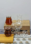 Lore Cam Çay Seti - 6lı Cam Çay Bardağı Takımı - 6 Parça Kulplu Bardak - 175 ML - 1