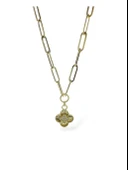 İtalyan Işıltılı Ataç Zincir Yonca Çok Şık Günlük Altın Kolye thumbnail 1