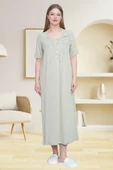 Mecit 6049 Bayan Yeşil Büyük Beden Dantelli Kısa Kollu Gecelik thumbnail 2