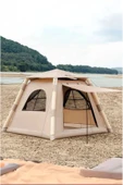 Doğa Kamp 6 Kişilik Tenteli 4 Mevsim Su Geçirmez Şişme Kamp Çadırı  220x220x190 CM - 1