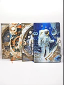 3D Görünümlü Hatıra Defteri (Günlük) Kilitli Defter 80 yaprak - Turuncu Astronot thumbnail 4