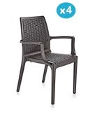 Omnipazar SY-2524 Örgü Desenli Rattan Bahçe Koltuk Sandalye 4'lü Set - 5