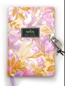 Çiçek Ebru Desen Hatıra Defteri (Günlük) Kilitli Defter 80 yaprak - Mor thumbnail 1