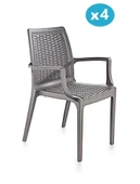 Omnipazar SY-2524 Örgü Desenli Rattan Bahçe Koltuk Sandalye 4'lü Set - 3