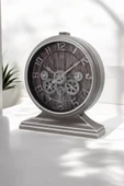 Efe Mark Premium Serisi Antik Eskitme Kadranlı Döner Çarklı 32x28 CM Ev ve Ofis Masa ve Duvar Saati Rakamlı Gri thumbnail 3