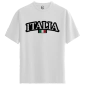 Italia Flag - %100 Pamuklu Erkek Beyaz Tişört - Premium Quality thumbnail 1