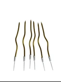 Eğik Pasta Mumu Altın Renkli 6 lı 14 cm - 1