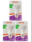 (3 Adet) Şavk 8W (54W) Sarı Işık (3000K) E27 Duylu (Kalın Duy) Led R63 Ampul thumbnail 1